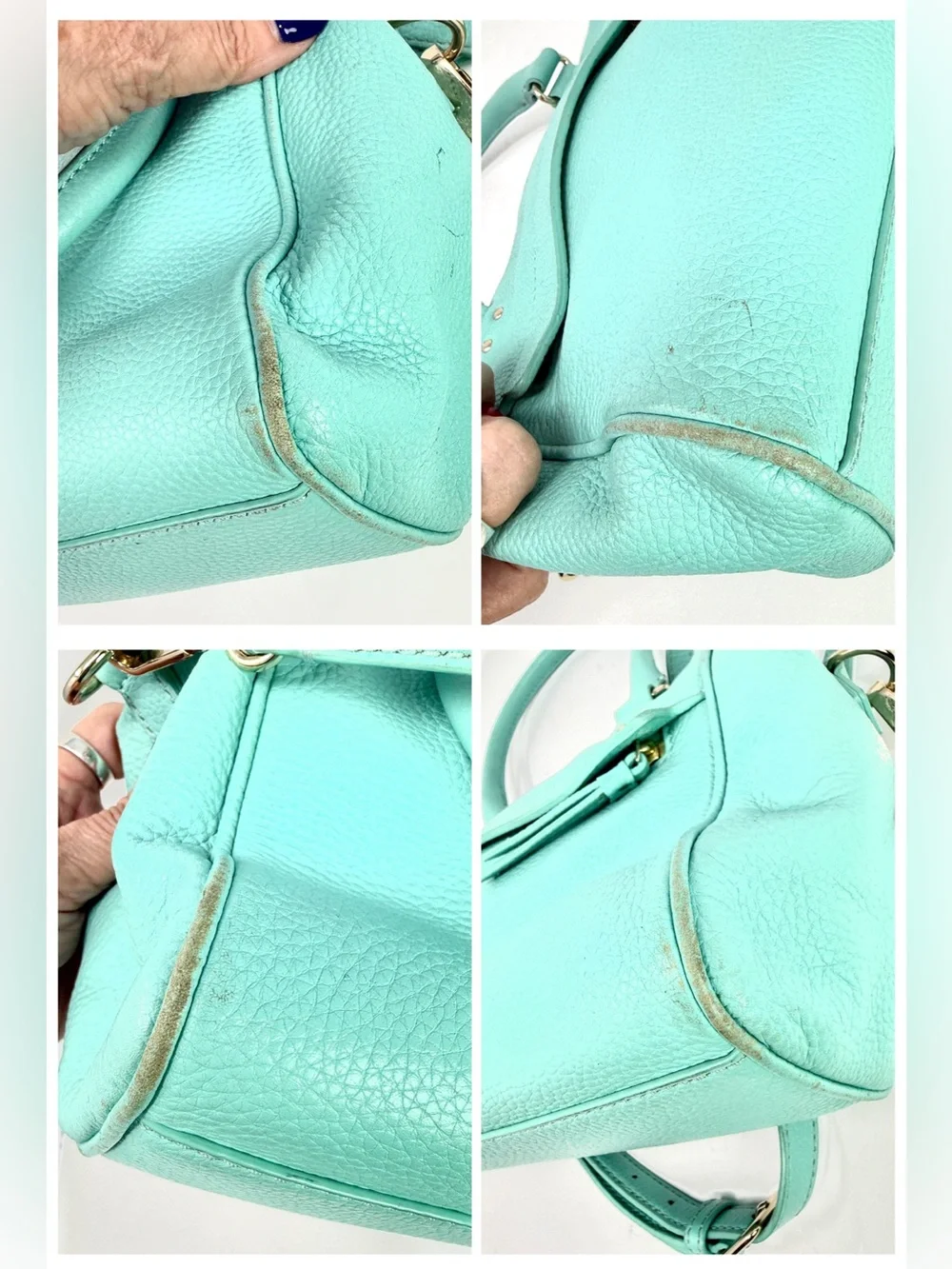 Kate Spade Grant Park Hadlen Satchel Crossbody Bag Aqua Blue Zipper Front Pocket